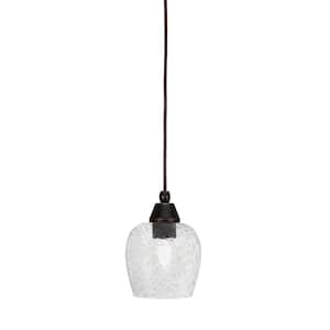 Bryson 6 in. 1-Light Dark Granite Cord Pendant Light with 6 in. Smoke Bubble Glass Shade, no bulb included