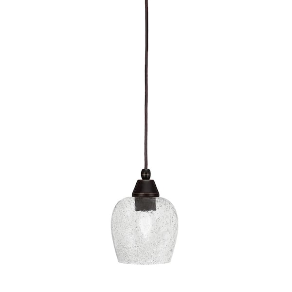Unbranded Bryson 6 in. 1-Light Dark Granite Cord Pendant Light with 6 in. Smoke Bubble Glass Shade, no bulb included