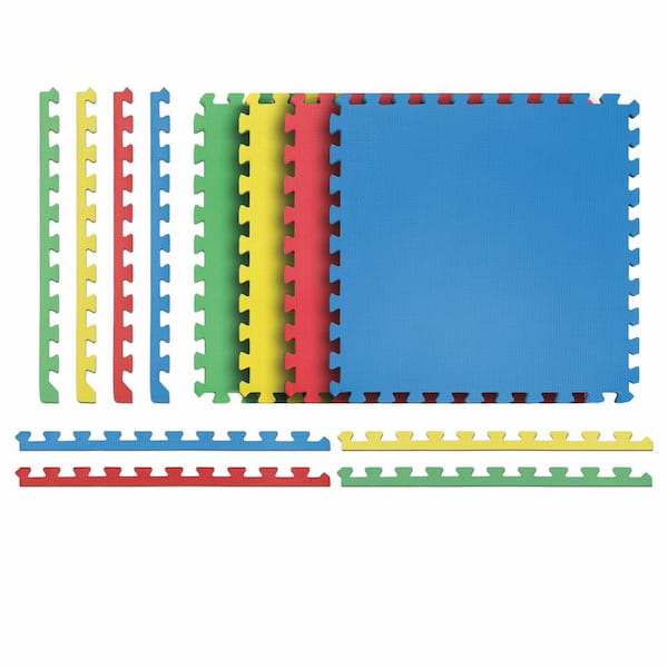 Norsk Reversible Multi-Purpose 24 in. x 24 in. Interlocking Multi-Color Foam Flooring Recyclamat (4-Pieces)