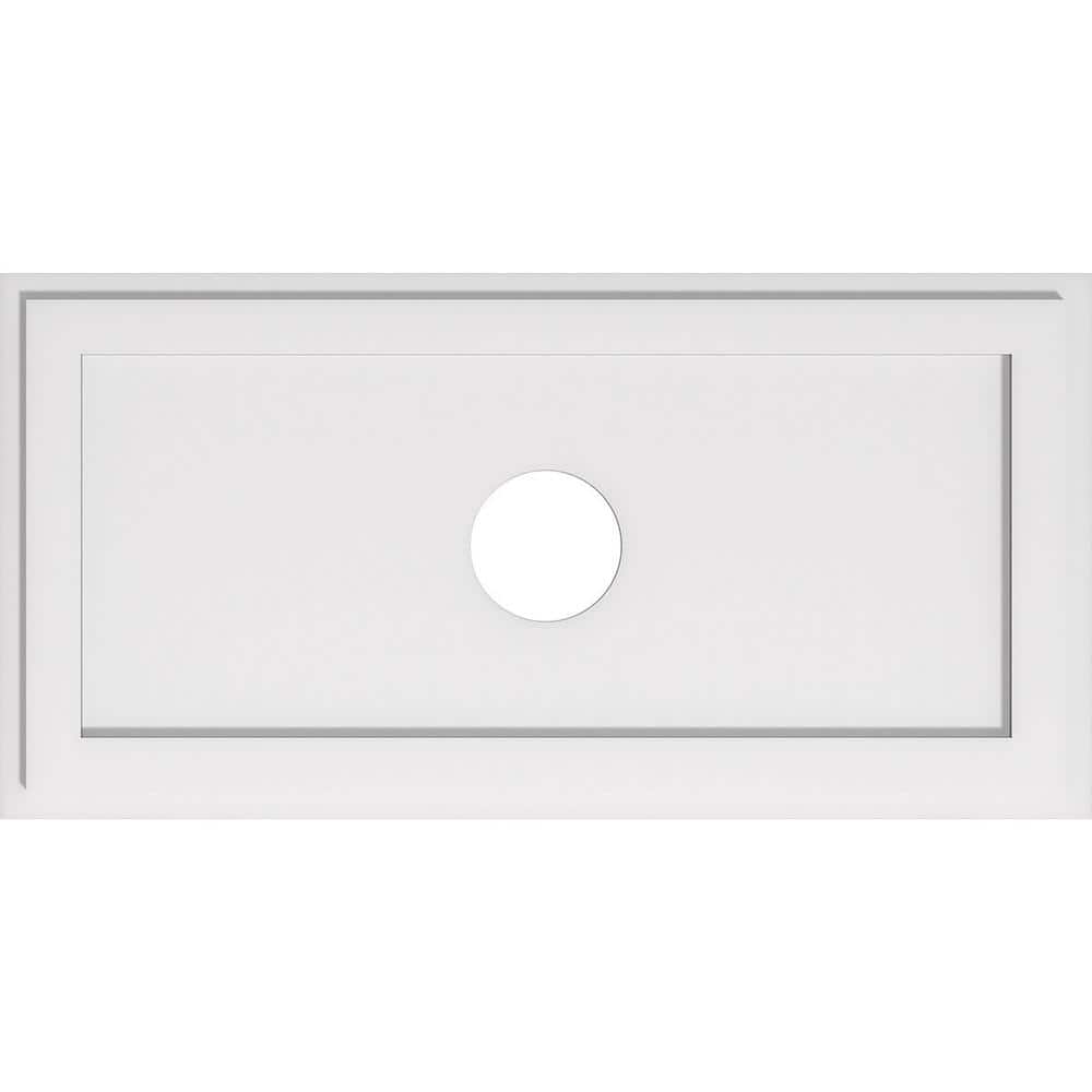 Ekena Millwork 36 in. W x 18 in. H x 5 in. ID x 1 in. P Rectangle Architectural Grade PVC Contemporary Ceiling Medallion