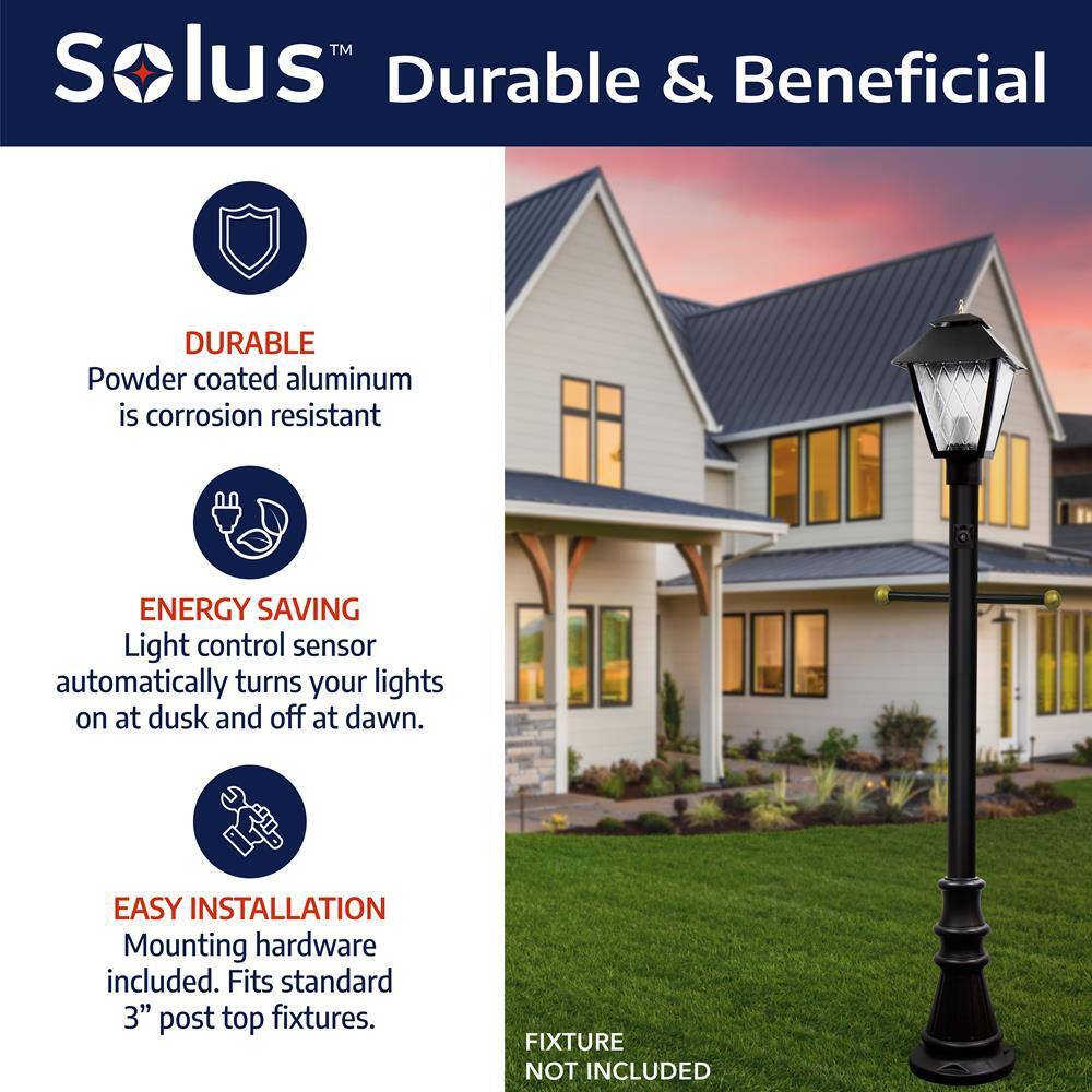 6 ft. Black Aluminum Outdoor Lamp Post with Cross Arm