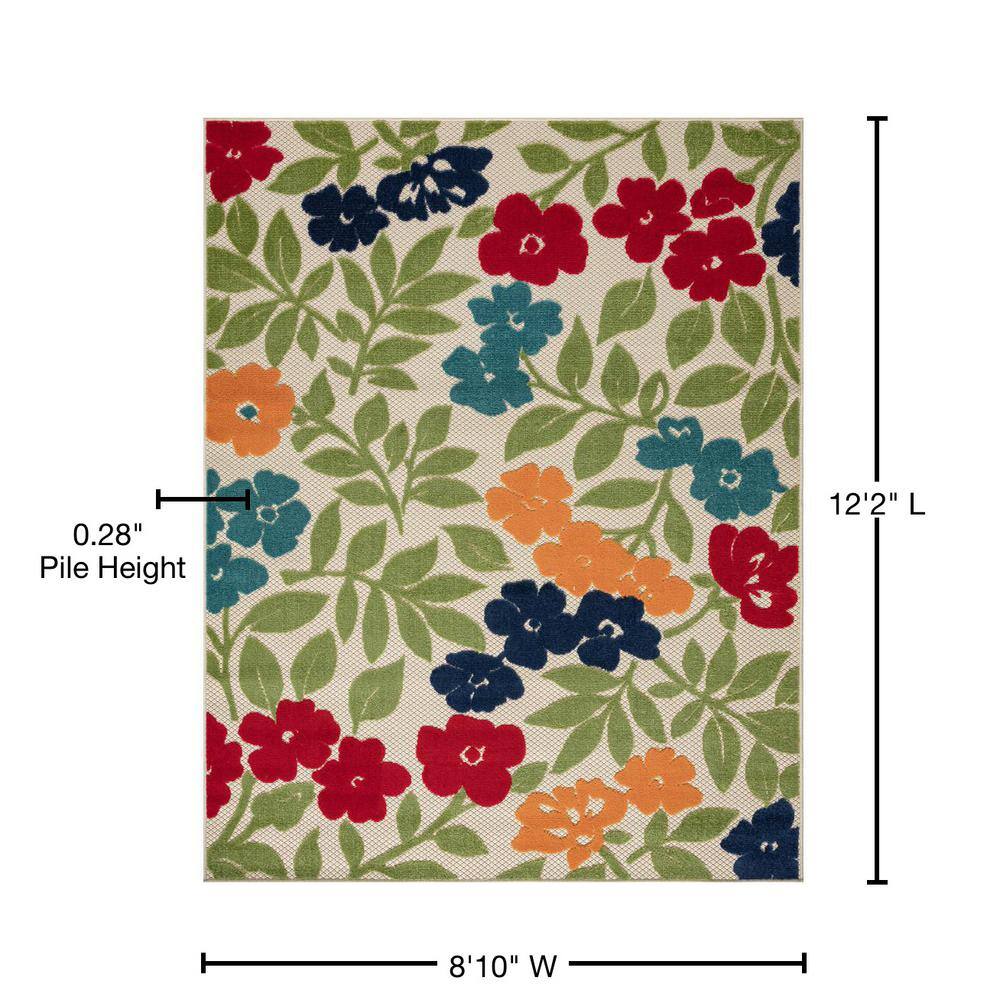Oasis Hibiscus Bright Multi-Color 9' x 12' Flat Woven Area Rug