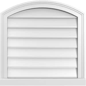 24 in. x 24 in. Arch Top Surface Mount PVC Gable Vent: Functional with Brickmould Sill Frame