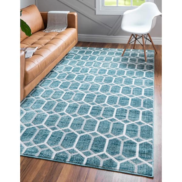 Matrix Trellis Tile Blue 9 ft. 10 in. x 14 ft. Area Rug