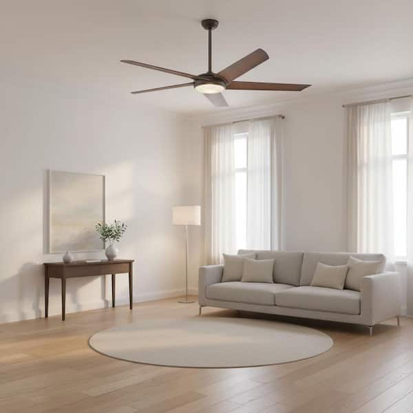 Raptor 60 in. Integrated LED Indoor Oil Rubbed Bronze Ceiling Fan with Light with Remote Control