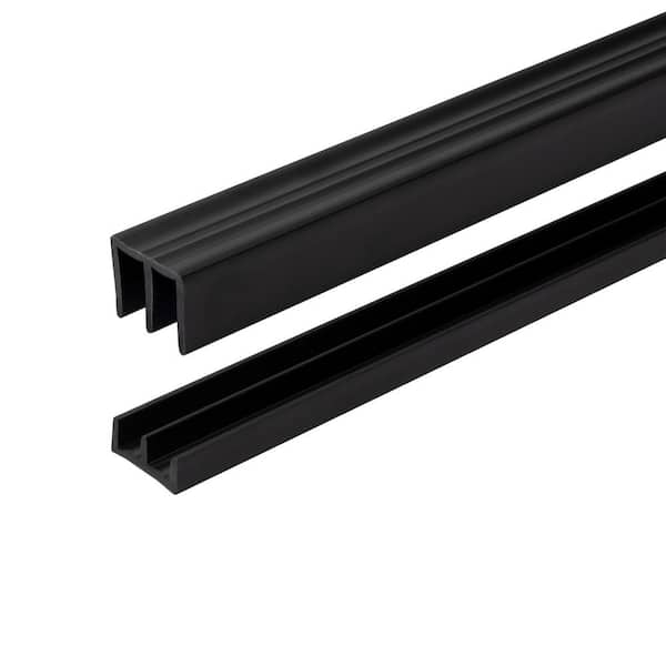 Outwater 11/16 in. D x 13/16 in. W x 36 in. L Black Styrene Plastic Sliding Bypass Track Moulding Set for 1/4 in. Doors (4-Pack)