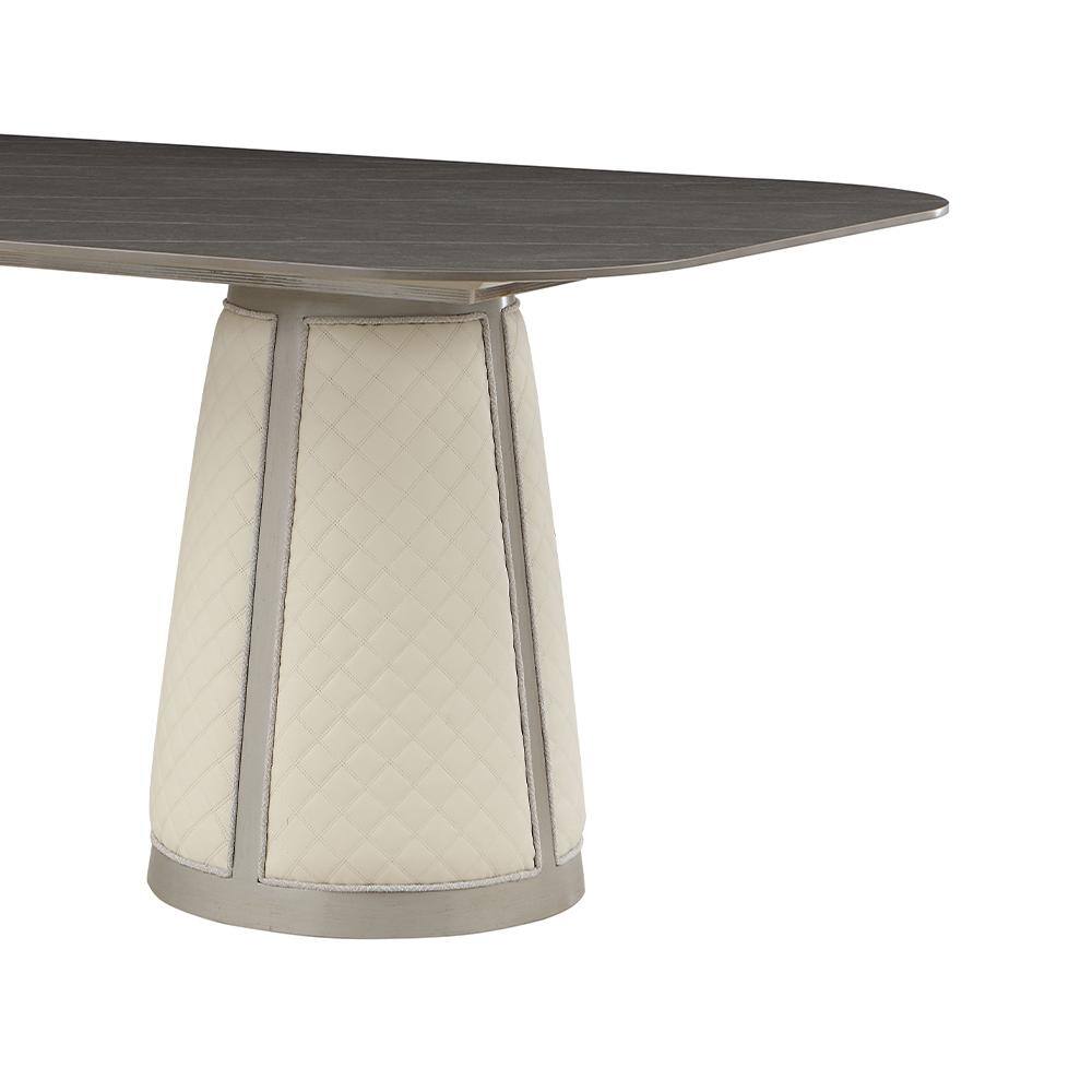 Champagne Finish Rectangular Dining Table with Sintered Stone Top