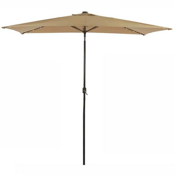 maocao hoom 10 ft. x 6.5 ft. Rectangle LED Lights Market Umbrella without Base in Sand