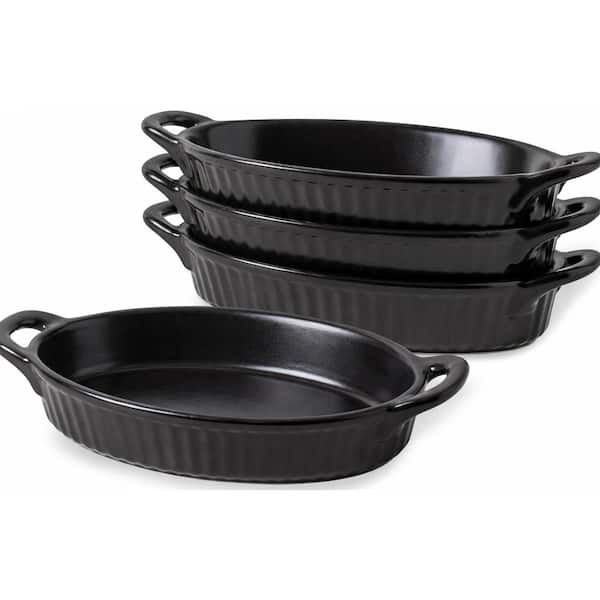 White Ceramic Au Gratin Baking Dish Set 2-Piece Heat Resistant Non-Stick Oval Casserole Oven Safe Bakeware