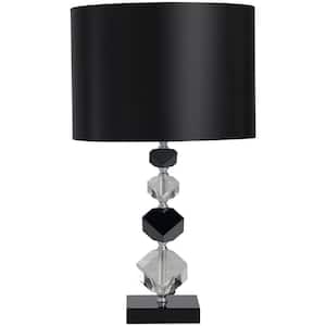21 in. Clear Crystal Geometric Diamond Inspired Task and Reading Table Lamp with Black Crystal Base and Black Shade