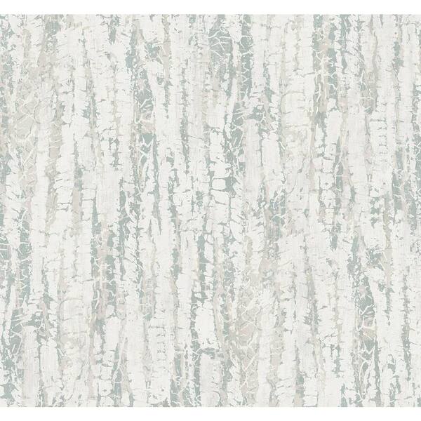 Seabrook Designs 60.75 sq. ft. Metallic Powder Blue Bark Crackle Paper Unpasted Wallpaper Roll