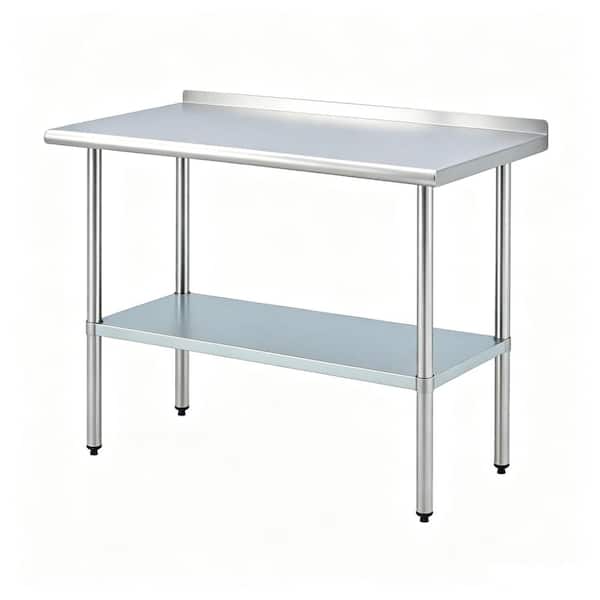 48"x24"x34" Stainless Steel Prep Table Heavy Duty Work Table Outdoor Kitchen Workbench with Adjustable Shelf