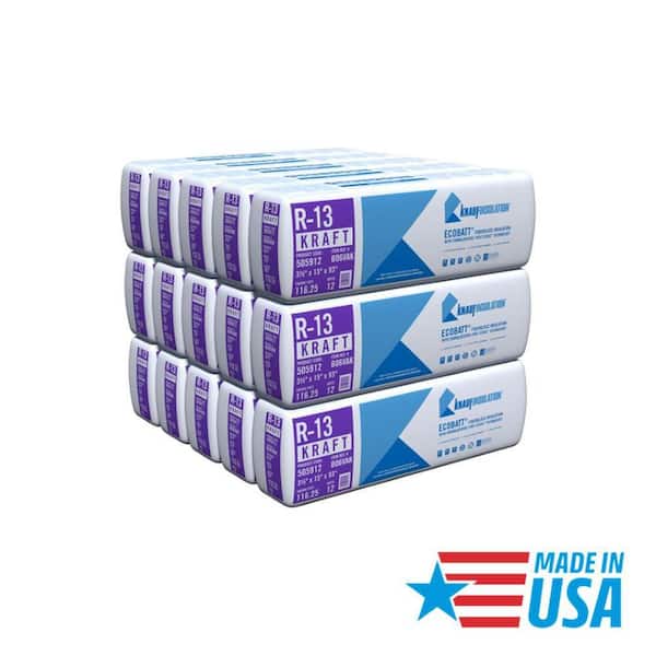 R-13 EcoBatt Kraft Faced Fiberglass Insulation Batt 15 in. x 93 in. x 3-1/2 in. (15-Bags)
