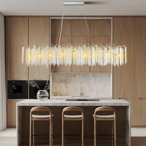 16-Light Silver Chandelier, Luxury Flush Mount Chandelier with K9 Crystal, for Dining Room, Living Room, Kitchen