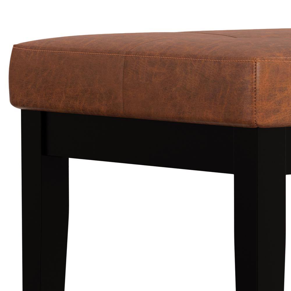 Lacey 26" Saddle Brown Tufted Faux Leather Ottoman Bench