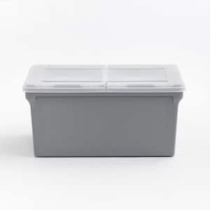11-Gal. Wing-Lid Latter Size File Organizer Storage Box, Gray with Clear Lid 4 Pack