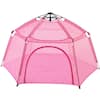 Alvantor 84 in. x 84 in. x 44 in. Pink Pop Up Portable Play Yard Canopy Tent, Kids Playpen Fully Enclosed Mesh Top, No Waterproof 8054