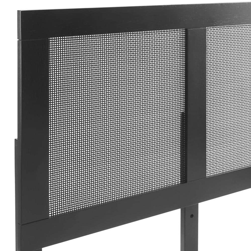 Sirocco Black Wood and Rattan Queen Platform Bed