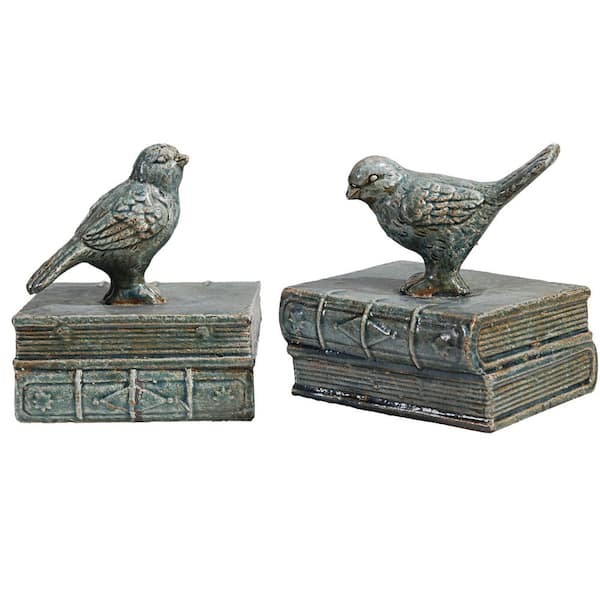 A & B Home 7 in. Bird On Base Decorative Sculpture (2-Pack)