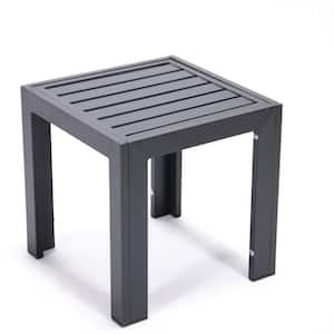 Chelsea Modern Weather Resistant Aluminum Patio Outdoor Side Table Square Patio End Table in Black