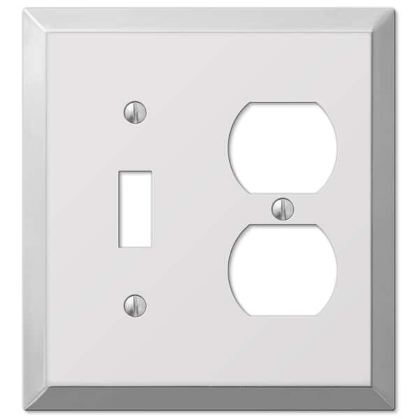 AMERELLE Metallic 2 Gang 1-Toggle and 1-Duplex Steel Wall Plate - Polished Chrome