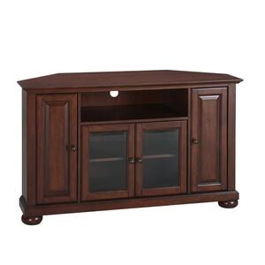 Alexandria 48 in. Mahogany Wood Corner TV Stand Fits TVs Up to 52 in. with Storage Doors