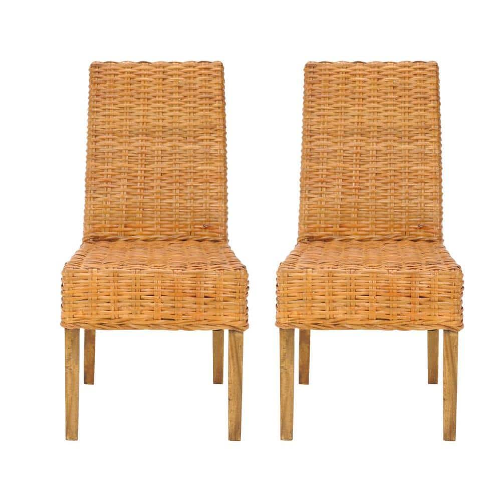 Parsons Transitional Honey Oak Cane Side Chair