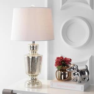 Olivia 26.5 in. Silver/Ivory Glass Table Lamp