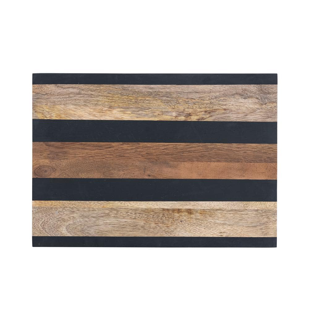 Natural and Black Mango Wood Rectangular Cheese and Cutting Board