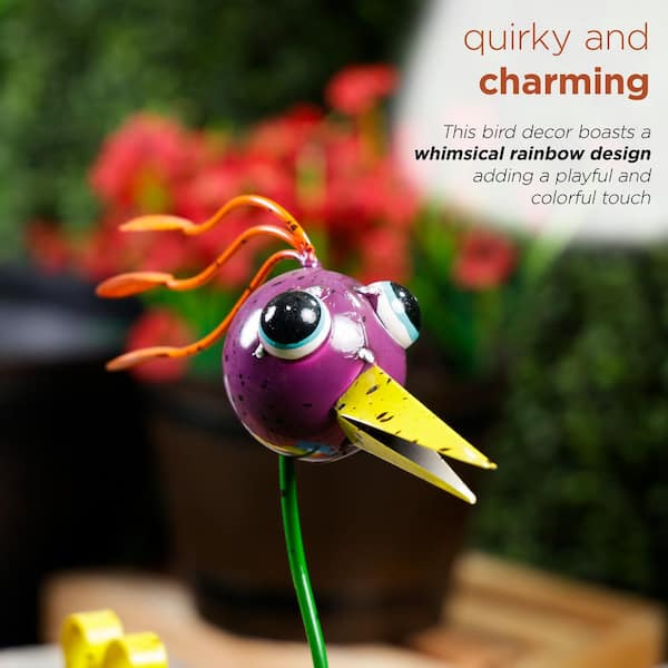Alpine Corporation Quirky Metal Rainbow Bird Decor LAZ328HH - The