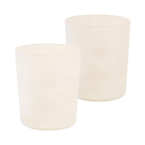LUMABASE LED Wax Candle in White Frosted Glass (2-Count)
