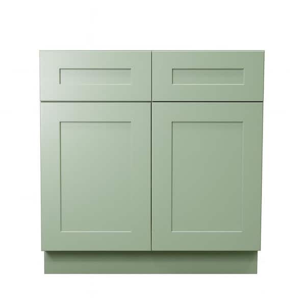 Shaker Assembled 42 in. x 34.5 in. x 24 in. Base Cabinet with 2 Doors and 2 Drawers in Jade Green