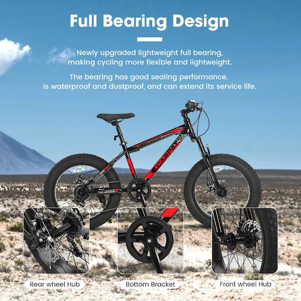 20 in. Fat Tire Bike Adult/Youth 7 Speed Mountain Bike in Red
