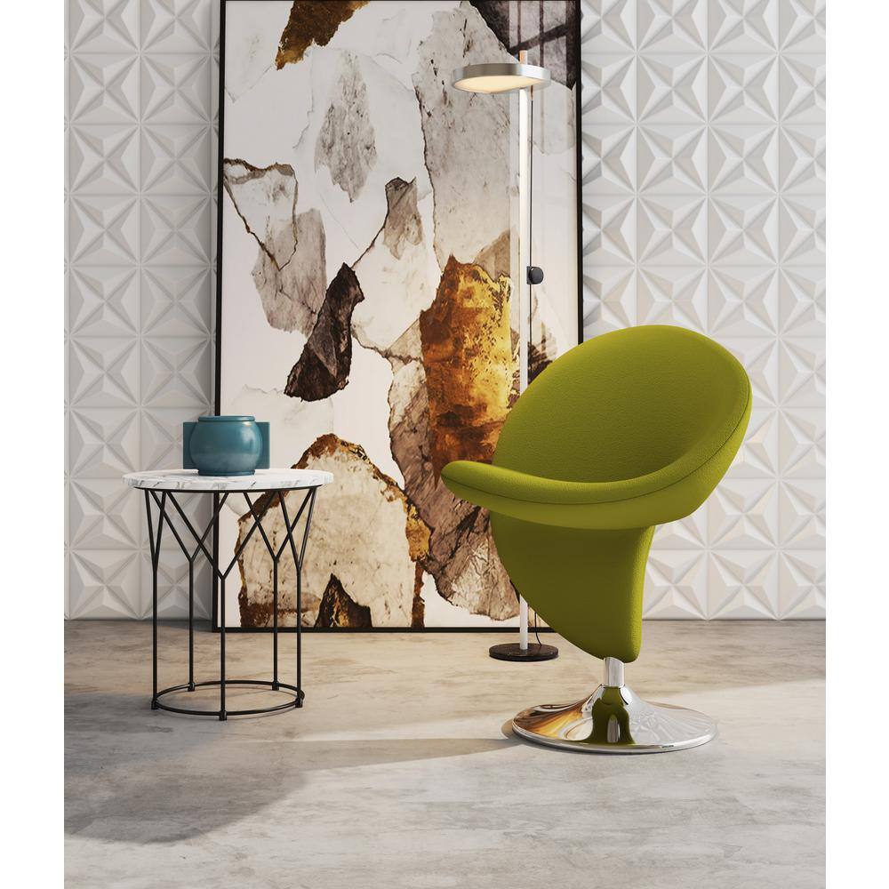 Green Wool Blend Swivel Accent Chair with Chrome Base