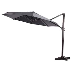 12 ft. x 12 ft. Outdoor Round Heavy-Duty 360-Degree Rotation Cantilever Patio Umbrella in Dark Gray