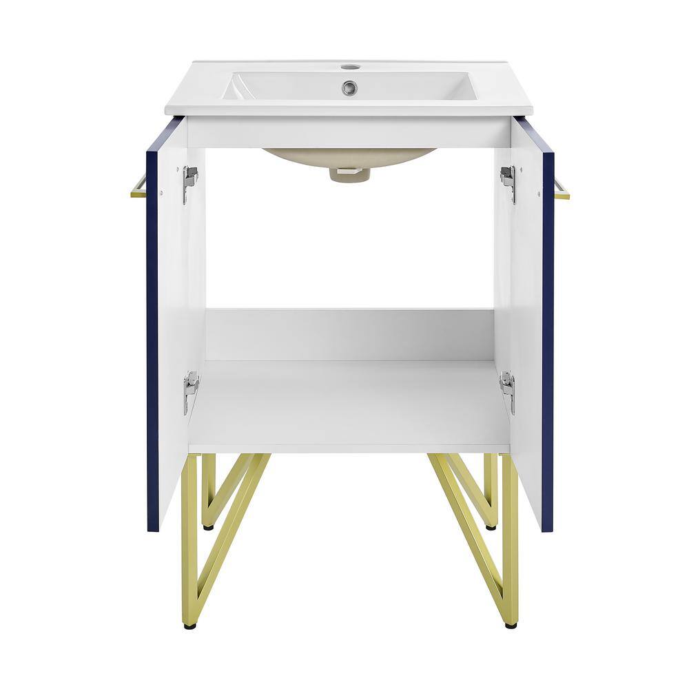Annecy 24" Navy Blue Bathroom Vanity with Gold Accents