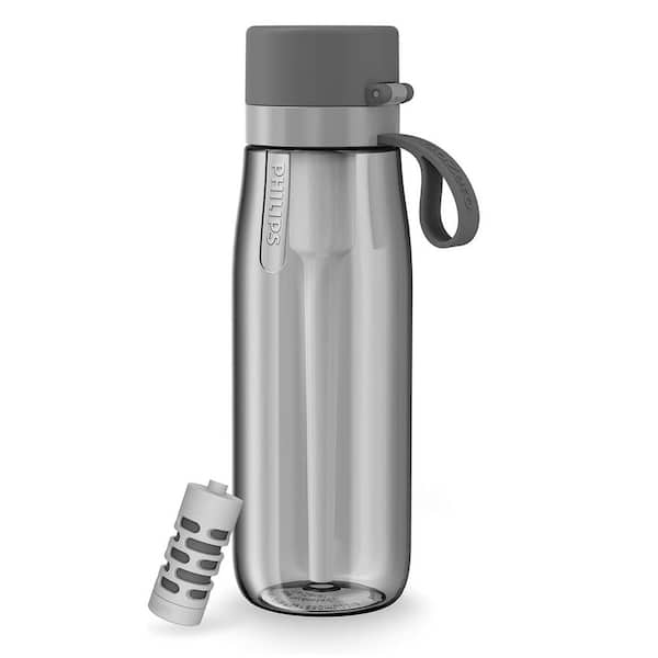 Lukvuzo 22 oz. Filtered Water Bottle Purify Tap Water Into Healthy Drinking Tasting Water in Grey