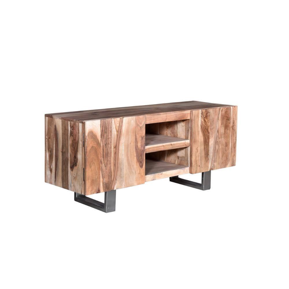 Benjara 53 in. Black and Brown Wood TV Stand Fits TVs up to 55 Inch in