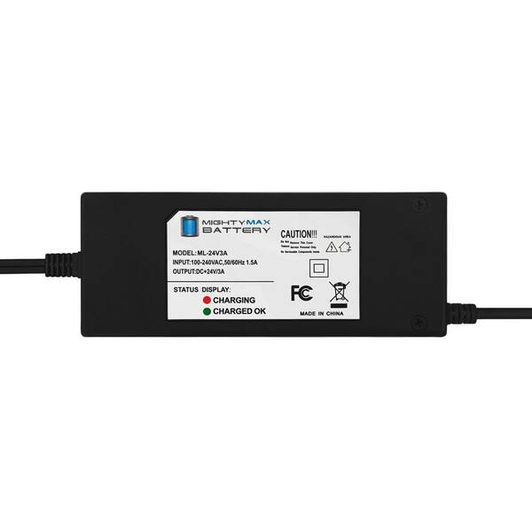 MIGHTY MAX BATTERY 24V 3Amp Wheelchair Charger for Shoprider Jimmie (UL8WPB/UL8WPBS) MAX3497064