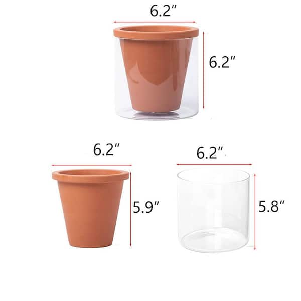 Terracotta Indoor/Outdoor Planter with Cylinder Glass Cu (6.2 in
