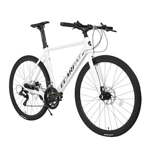28 in. 700c Road Bike with 14-Speed Shimano Disc Brakes and Aluminum Frame for Men and Women's in White
