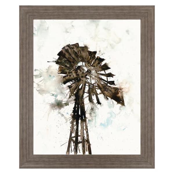 Classy Art "Watercolor Windmill" By White Ladder Framed Graphic Print Architecture Wall Art 28 in. x 34 in.