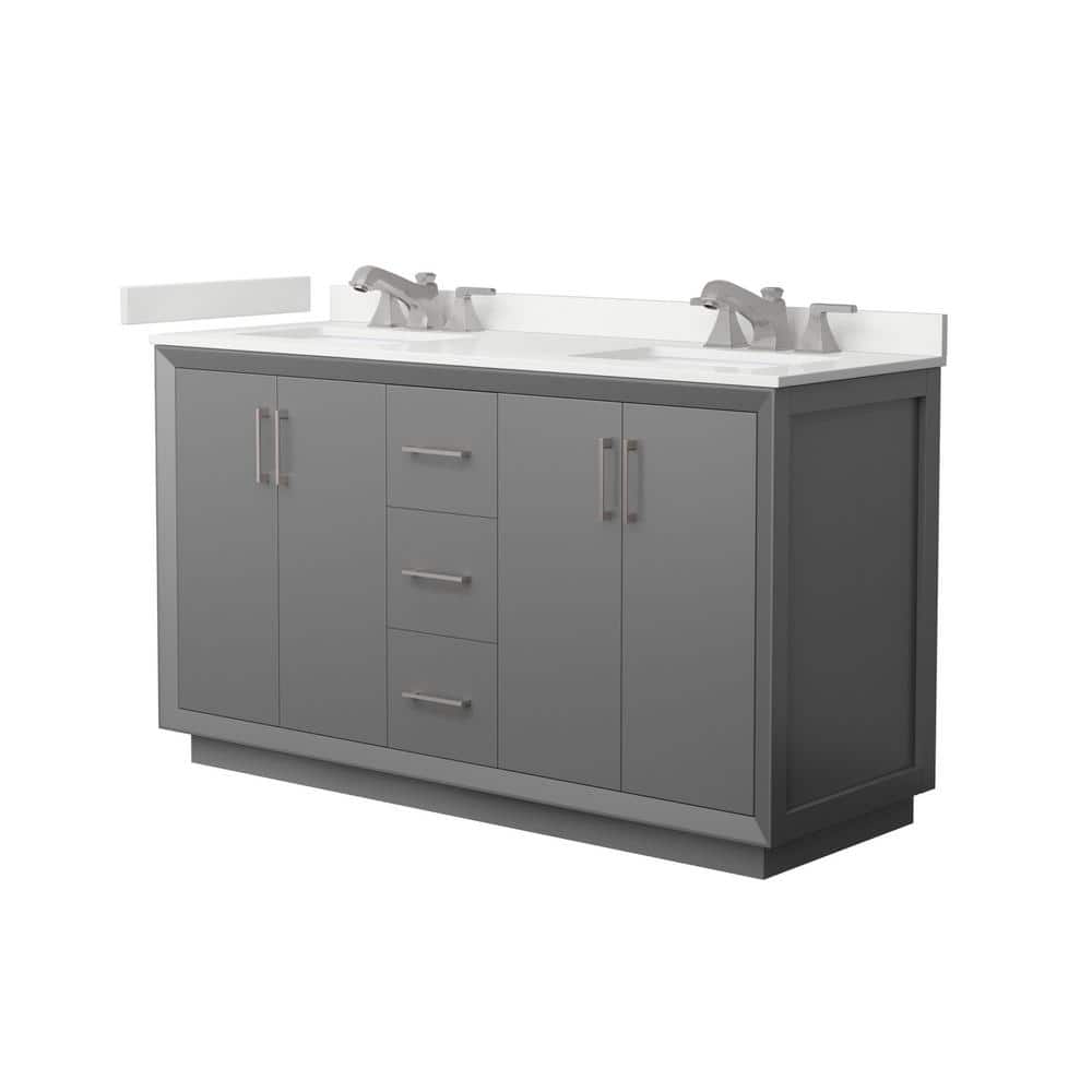Strada 60 in. W x 22 in. D x 35 in. H Double Bath Vanity in Dark Gray with White Quartz Top price history on PriceWatchPro