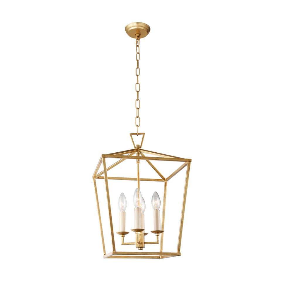 4-Light Gold Candle Chandelier with no Bulbs Included