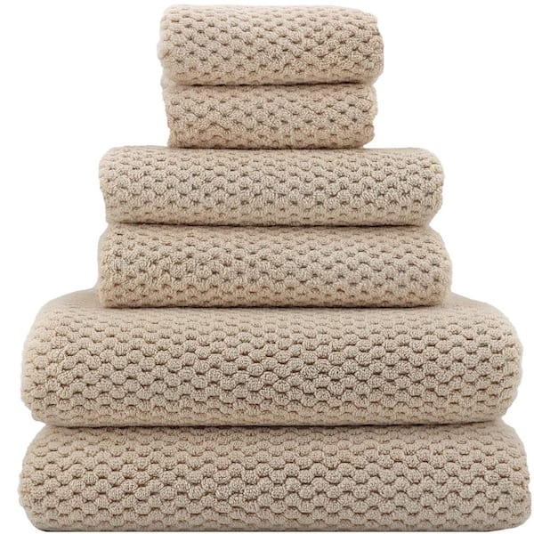 Unbranded 6-Piece Beige Quick Dry Super Soft Microfiber Towel Set