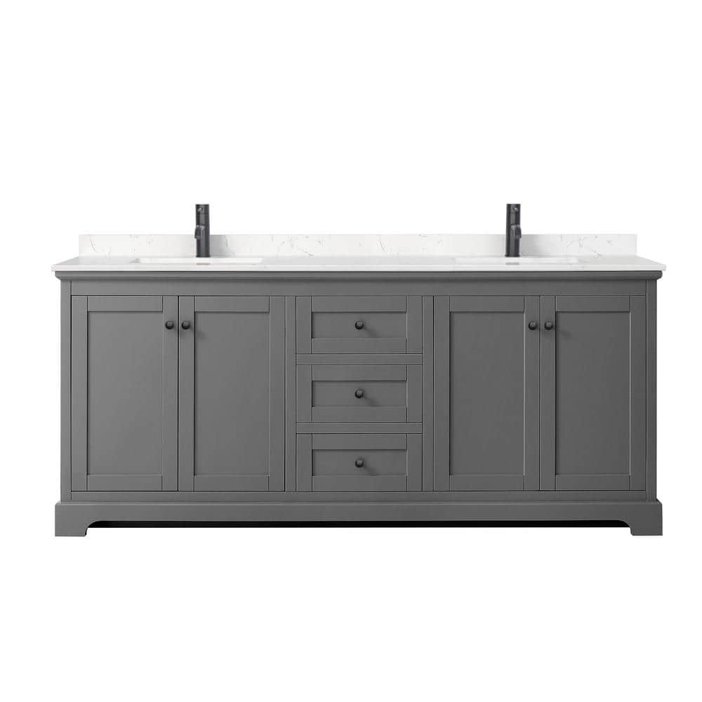 Avery 80'' Dark Gray Double Vanity with Marble Top
