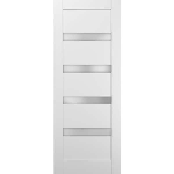 Sartodoors 4113 30 in. x 96 in. Single Panel No Bore MDF 1/4 Lite Frosted Glass White Finished Pine Wood Interior Door Slab
