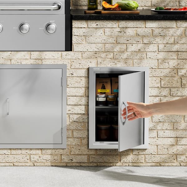 Single Outdoor Kitchen Door 16 in. W x 22 in. H BBQ Access Door Stainless Steel Flush Mount Door Wall Vertical Door
