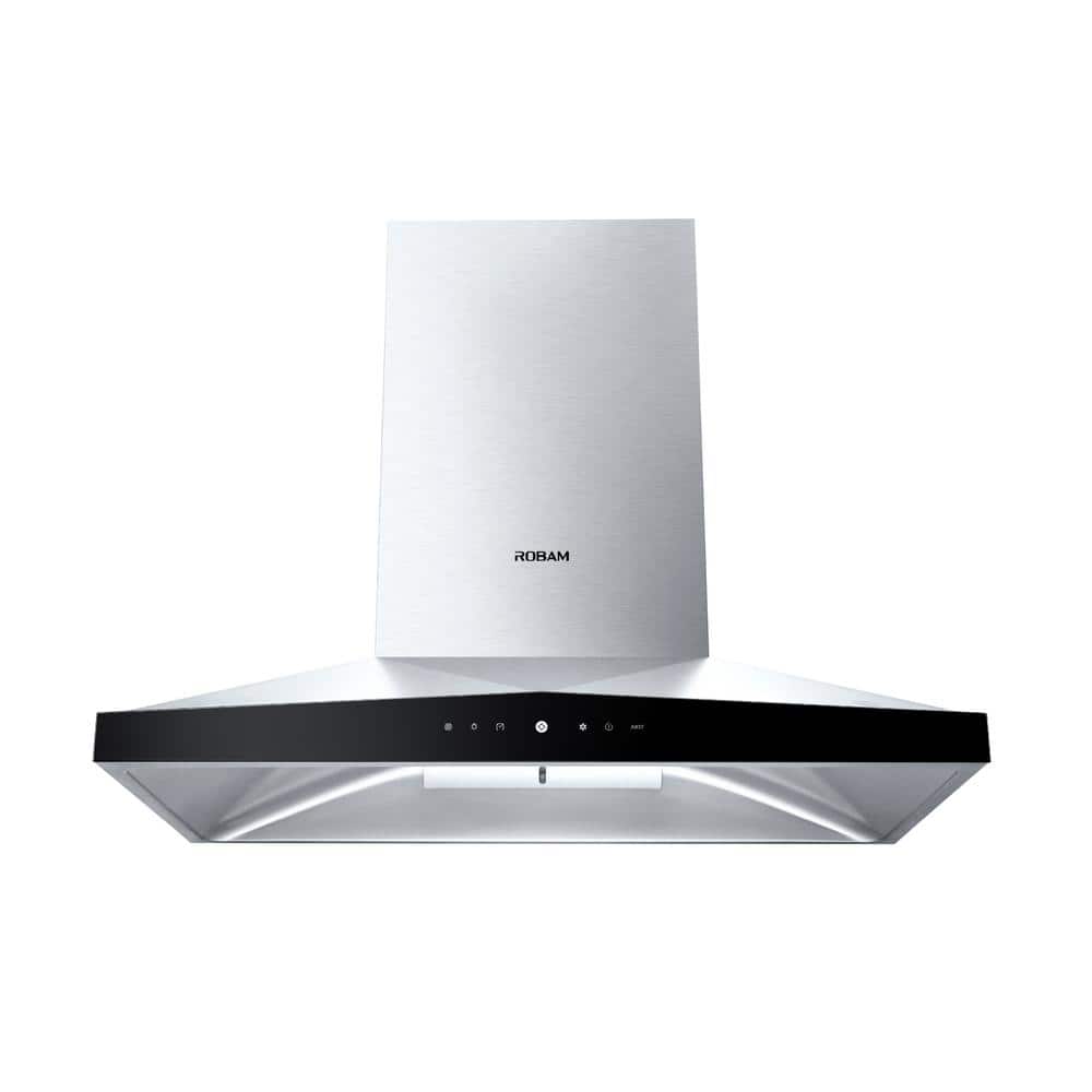 ROBAM 36 in. Powerful Convertible Wall Mount Range Hood with LED and Turbo Mode in Stainless Steel, Silver -  ROBAM-A837