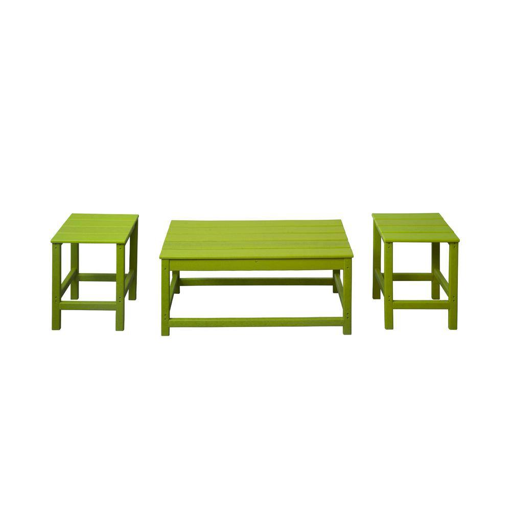 Mason 3-Piece Lime Poly Plastic Outdoor Patio UV Resistant Coffee and Side Table Set price history on PriceWatchPro